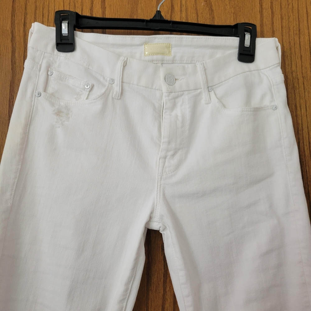 Mother Women's The Looker Wash Stayin' Cool White Distressed Jeans Size 28